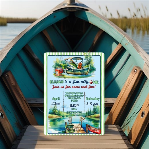 Fishing Birthday Invitation & Mobile Invite | Editable Instant Digital Download | O-fish-ally Party Printable | 5x7 + Digital Template - Etsy