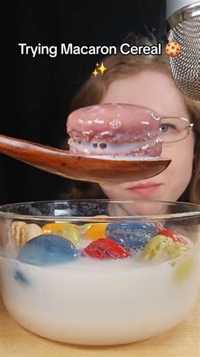 7.5K views · 111 reactions | Macaron Cereal Mukbang ASMR 殺 This was actually such a cool way to enjoy these macarons ✨️ have you tried this yet? #ASMR #mukbang #asmreating #eatingsounds #macaron #satisfying | SongByrdASMR | Facebook