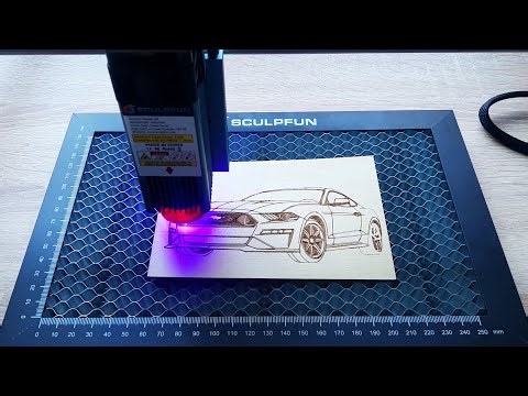 Ford Mustang Engraved in Wood - Laser Engraving Machine