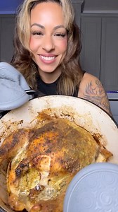 Dutch oven whole chicken #chicken #dutchoven #recipe #dinner Recipe: 1 whole chicken, 1 lemon, 1 onion in thick slices placed under the chicken. Also add 1 cup chicken broth to bottom of Dutch oven! For the butter mixture mix together 4tbs butter, 1/4 cup parsley, 1 tbsp chopped garlic and place under skin. Seasonings for the chicken skin i used were Kinders buttery poultry blend and Italian chicken. Egg wash the chicken (one egg, 3 tbsp water). Bake on 400 for an hour. Check temp until chicken 