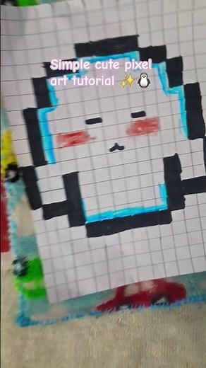 Simple cute pixel art tutorial ✨❤️🐧 #diy #tutorial