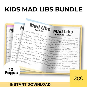 Printable Mad Libs for Kids | Fun Word Game for Classrooms, Road Trips, Parties