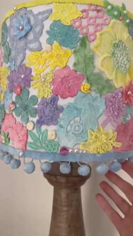 Bohemian Lace Multi Color Lampshade, Boho Floral Eclectic Lighting Decor, Flower Pearl Embellished Cottagecore Shade - Etsy