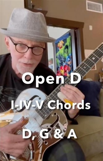 Learn the three basic chords in open D tuning: D/G/A or A7 DADF#AD