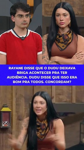 66K views · 10K reactions | Rayane disse que o Dudu deixava briga acontecer pra ter audiência. Dudu disse que isso era bom pra todos. Concordam com o Dudu?  Reprodução: @recordplus / @afazendarecord #reality #afazenda #afazenda17 | Cairo Jardim | Facebook