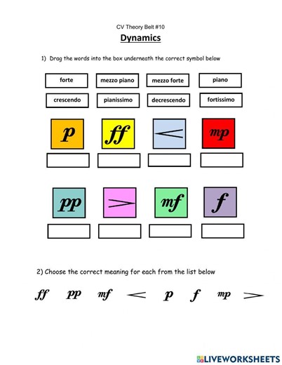 Recorder #10 - Dynamics in Music worksheet