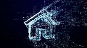 Smart home sign on motherboard, smarthome house automation remote control sign