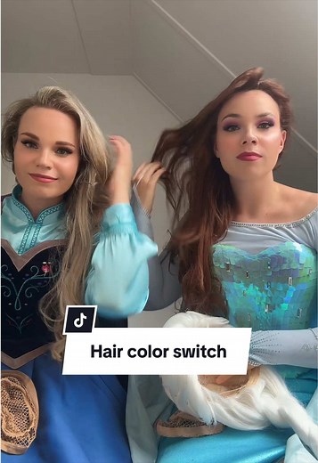 Twins Swap Hair Colors: Elsa as Redhead, Anna Blonde