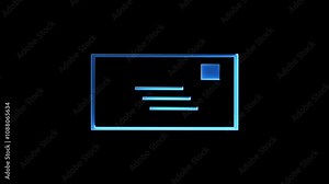Neon ID Card iconNeon Identification card icon animation. Identification card outline icon.Neon effect, linear and alpha channel.