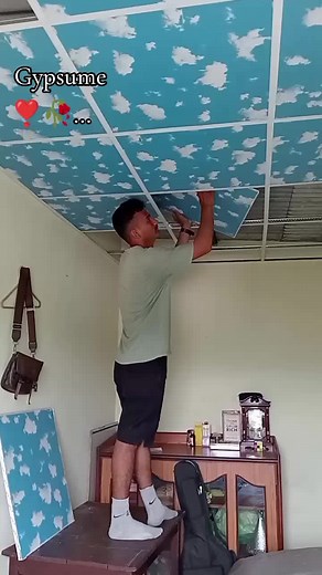 Gypsum Ceiling Design Ideas with Skyblue 2x2 Boards