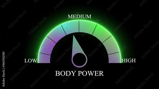 Body Power Level Gauge Icon for Strength Energy and Performance Dashboard UI.