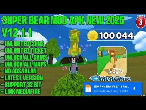 UPDATE! Super Bear Adventure Mod Apk V12.1.1 Terbaru 2025 - Unlimited Coins & Unlock All Skins
