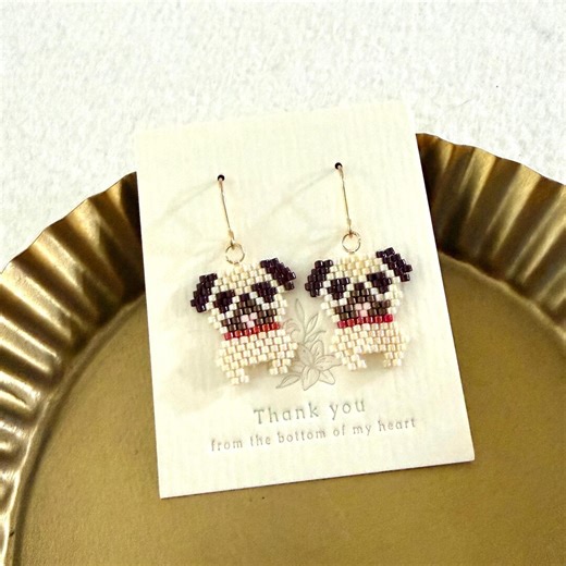 Pug Beaded Earrings - Handmade Dog Lover Jewelry - Etsy