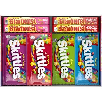 Skittles and Starburst Chewy Candy, Variety Pack, Full Size, 30-count