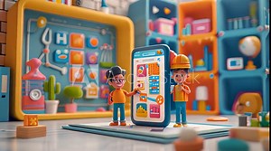 Developer Improves Mobile App, Illustrated in 3D Cartoon Animation