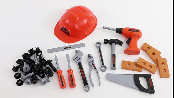 Black+Decker Junior Kids Tool Set - Mega Tool Set with 42Piece Tools & Accessories! Role Play Tools for Toddlers Boys & Girls Ages 3 Years Old & Above, Includes Helmet & Drill!