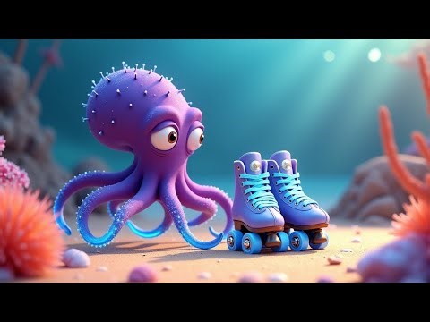 The Octopus with Roller Skates | Silly Sea Animal Rhyme for Kids | Fun Toddler Song with Ocean Moves