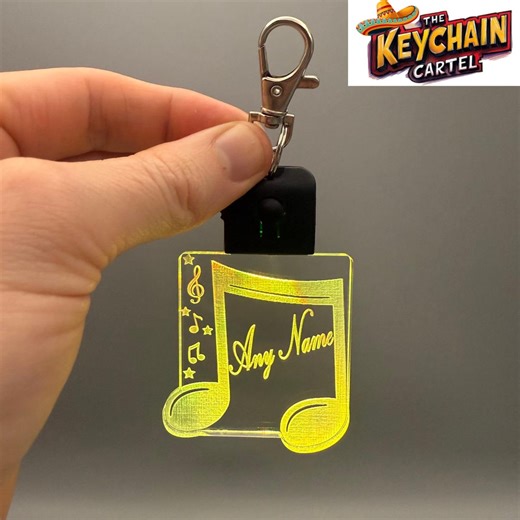 Personalised Music Note LED Keychain / Keyring, Music Lover Gift - Etsy UK