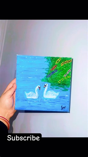 Love swans in the lake #acrylicscenery #drawing #swans