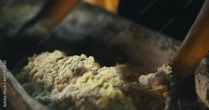Making manioc flour. "Serras Gerais" in the state of Tocantins in Brazil