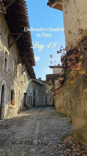 🤍 Day 48 - My Embroidery Study in Paris🪡 #broderie #パリ留学 #Perouges #lyon