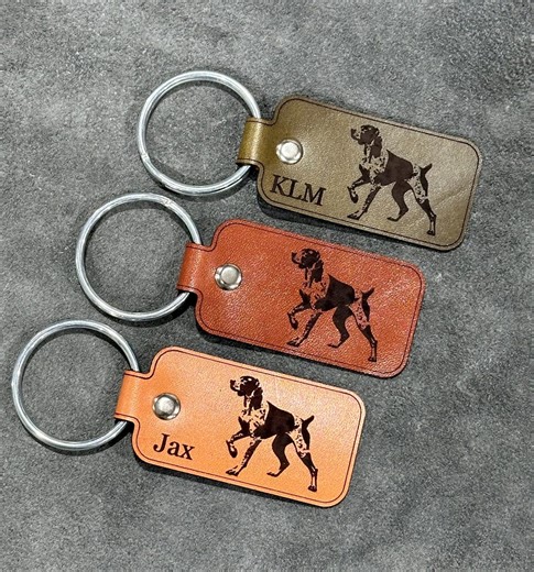 Handmade German Shorthair Pointer Tag Leather Keychain | Custom GSP Bird Dog Keychain With Your Name or Monogram, Perfect Gift for Hunters - Etsy