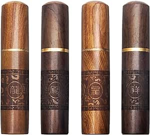 Toothpick Holder Portable Wood Toothpick Case Waterproof Handmade Craft Toothpick Pocket Box for Storage Toothpicks, Needle, Pill, Cotton Swab, Bead, Ear Pick, and Other Small Object (4 Packs)