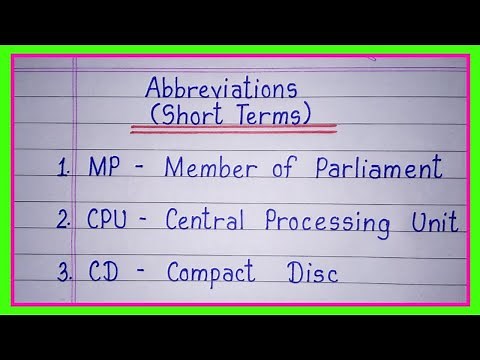 Abbreviations(Short Terms)/Full form and short forms in english/Full Form