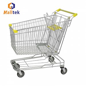 [Hot Item] 4 Wheels Asian Metal Supermarket Retail Hand Shopping Cart Trolley