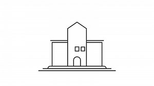 church building line art animation 2D for religious activities concept , minimalist architecture animated footage motion graphic illustration design