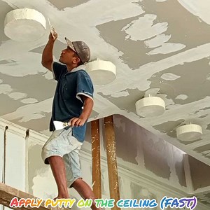 How to apply putty on the ceiling (Very Fast) | Andris Brick Art