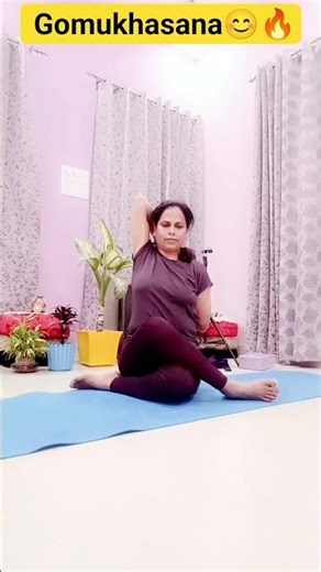 Benefits of Gomukhasana is to release stiffness & increase flexibility in the shoulders arms & hips