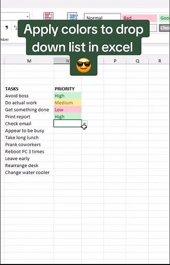 Here's how to add colors to a drop down list in excel 😎 Free 3 hour course on main channel. No gatekeeping! 👆 #excel #learnexcel #spreadsheet #howto #tutorial #techtip #edutok