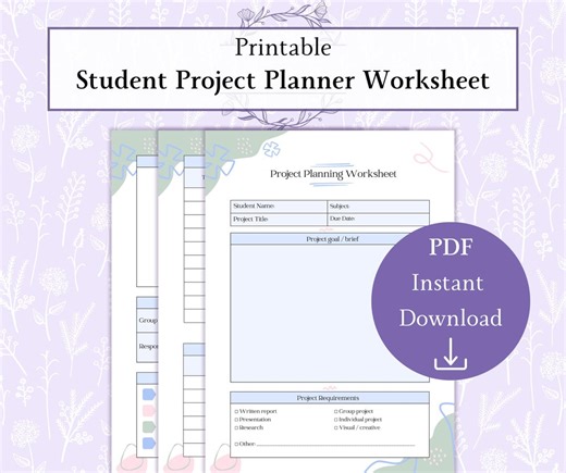 Project Planning Worksheet Printable PDF, Student Project Planner, School Project Organizer, Assignment Planning PDF - Etsy UK
