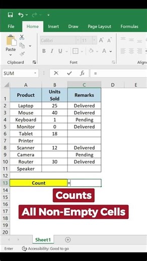 STOP Using COUNT Wrong! (COUNT vs COUNTA vs COUNTBLANK) #excel #exceltricks #exceltips