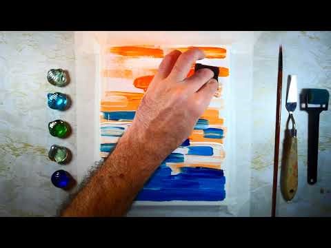 Sunset & River Painting / Abstract Landscape Art | Deep Forest Vibes