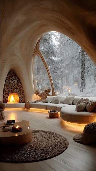 Fireplace in a Cozy Cabin 🔥 #relax #cracklingfireplace #cabinlife