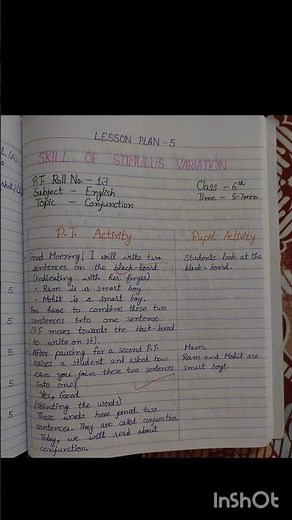 English Micro Lesson Plan. Skill of Stimulus Variation