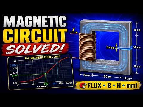 🧲 Magnetic Circuit Example 7 ⚡ Calculating Current for Air Gap Flux Density Using the B-H Curve