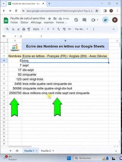 Convertir des chiffres en lettres sur Google Sheets | L'Ingénieur Y