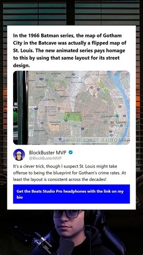 In the 1966 Batman series the map of Gotham City in the Batcave was actually a flipped map of St Lou