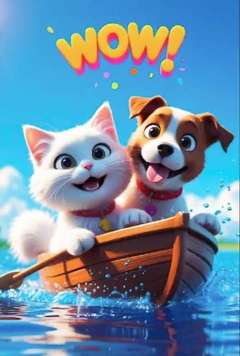 Cat & Dog on a Water Boat?! 🚤😂 | Funny Kids Cartoon Short