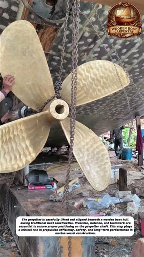 Installing a Massive Brass Propeller | Traditional Boat Building Process