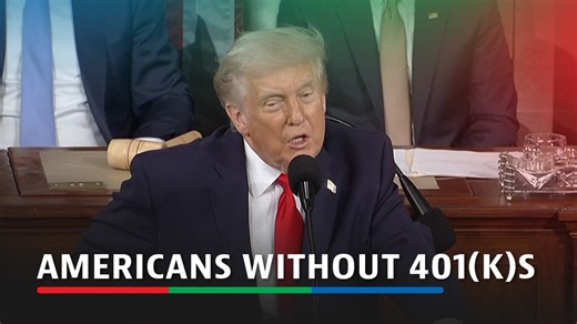 U.S. President Donald Trump pledged that his administration will offer a $1,000 annual match for Americans without 401(k)s during his State of the Union speech on Tuesday (February 24). "I'm announcing that next year my administration will give these oft forgotten American workers, great people, the people that built our country, access to the same type of retirement plan offered to every federal workerr," Trump said. Trump said that since he took office, the typical 401(k) balance has risen by