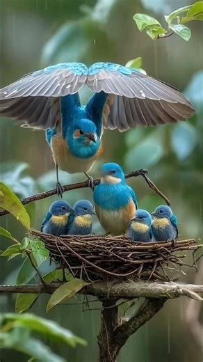 Umbrella Birds with Rain .. #birds #rain #shorts