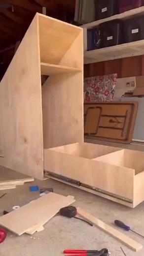 This is the way I make super strong drawers! The assembly order reduces a lot of the headache and mistakes I’ve made in the past. If you don’t have a table saw, you can drill pocket holes to attach your drawer bottom underneath instead! | Welcome to the Woods