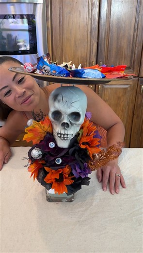 12K views · 62 reactions | Super fun skull centerpiece for Halloween Olivia makes a fun craft using items from the dollar store. This original video was produced by Network Media LLC and Olivia | Creative Crafting | Facebook