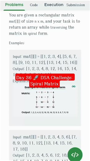 Day 36 - Print a given matrix in spiral form