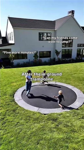 “I’m bored” turns into “five more minutes” with an in-ground trampoline for fun backyard play