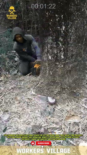 🌳 Powerful Chainsaw for Large Trees! ⚡ #workersvillage #machine #innovation #tools